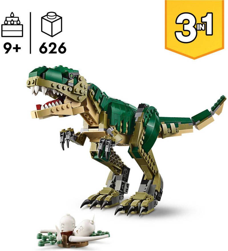 LEGO Creator T. rex wordt Triceratops of Pterodactylus 31151