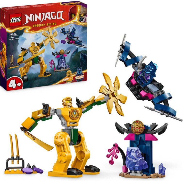 LEGO Ninjago Arins strijdmecha Ninja Speelgoed Set met Vliegtuig en Actiefiguur 71804