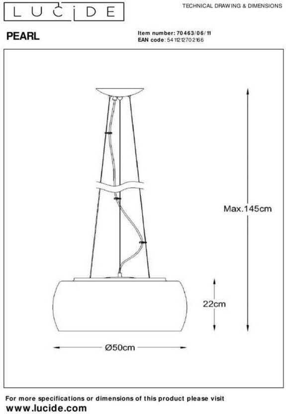 Lucide PEARL Hanglamp Ø 50 cm 6xG9 Chroom