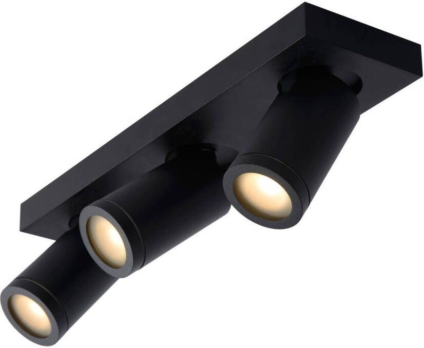 Lucide TAYLOR Plafondspot Badkamer LED Dim to warm GU10 3x5W 2200K 3000K IP44 Zwart