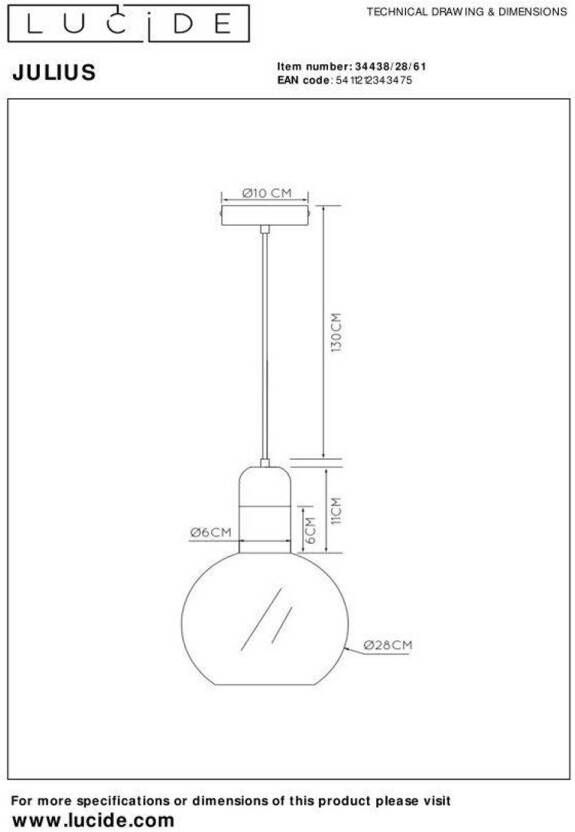 Lucide JULIUS Hanglamp Ø 28 cm 1xE27 Opaal