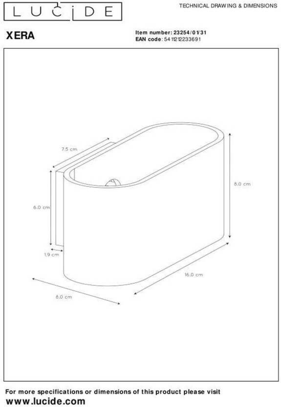 Lucide XERA Wandlamp 1xG9 Wit