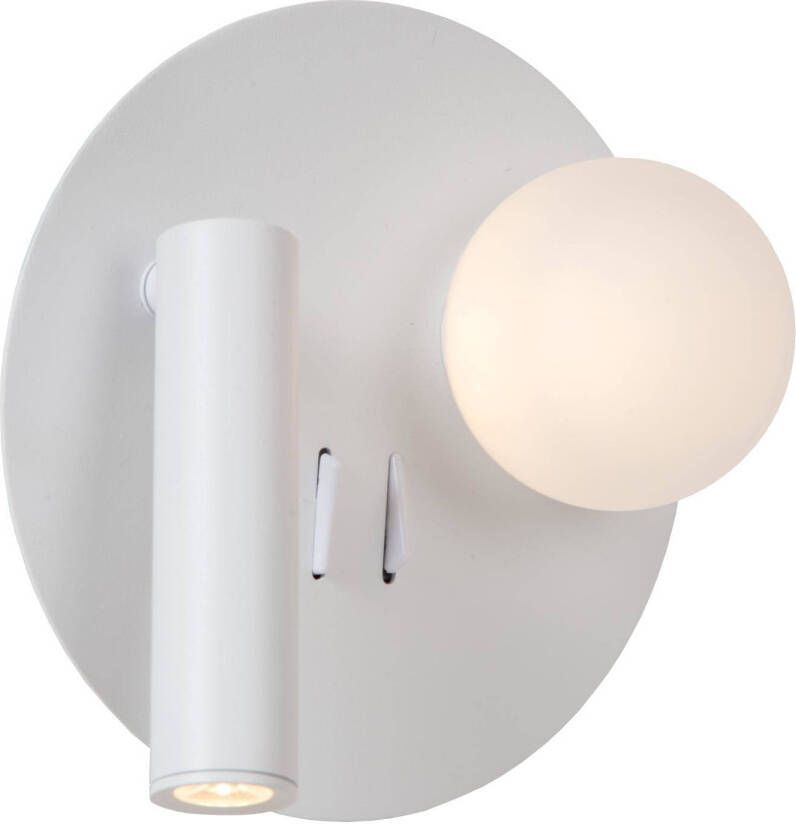 Lucide MATIZ Bedlamp Wandlamp Ø 16 5 cm LED 3000K Met USB oplaadpunt Wit