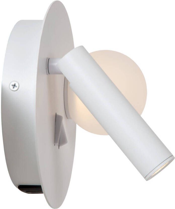 Lucide MATIZ Bedlamp Wandlamp Ø 16 5 cm LED 3000K Met USB oplaadpunt Wit