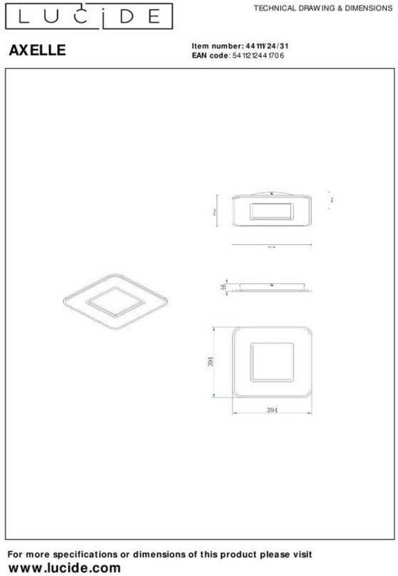 Lucide AXELLE Plafonnière LED Dimb. 1x24W 2700K 3 StepDim Wit