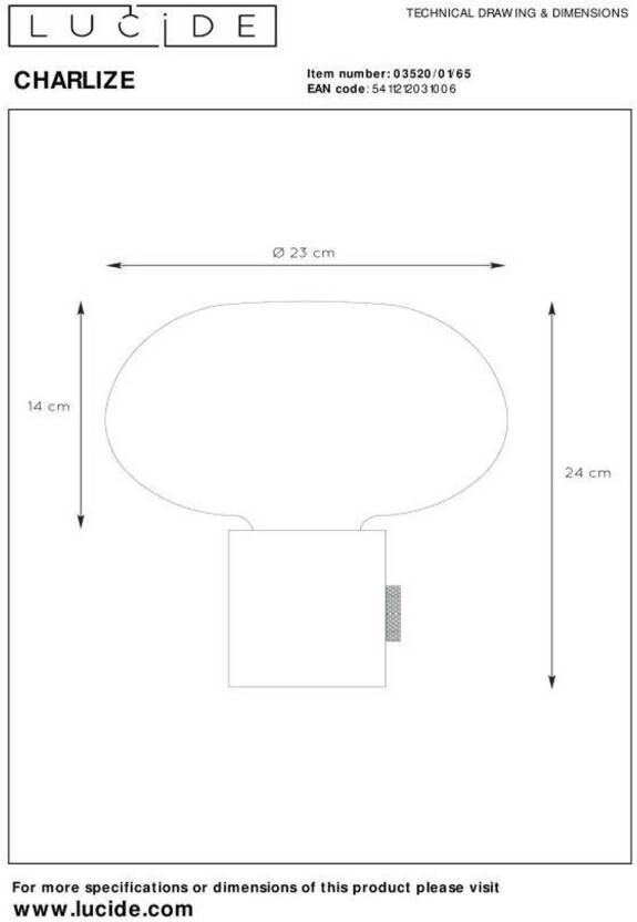 Lucide CHARLIZE Tafellamp Ø23 cm 1xE27 Fumé