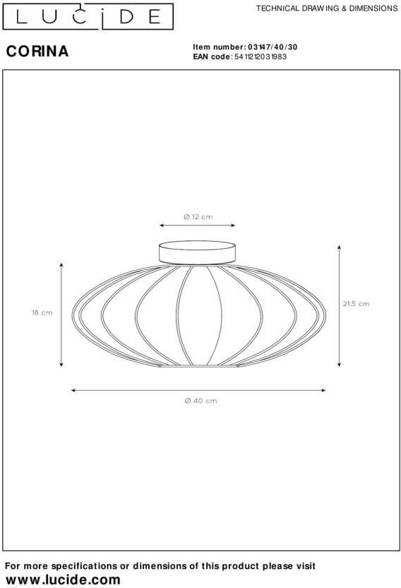 Lucide CORINA Plafonnière Ø 40 cm 1xE27 Zwart