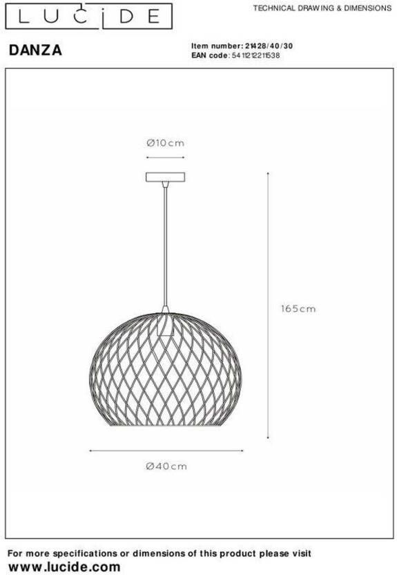 Lucide DANZA Hanglamp Ø 40 cm 1xE27 Zwart