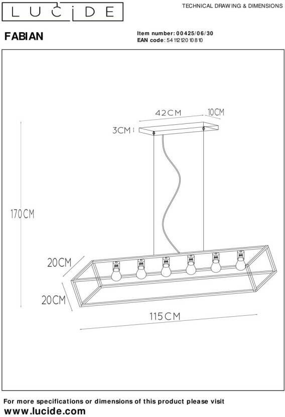 Lucide hanglamp Fabian