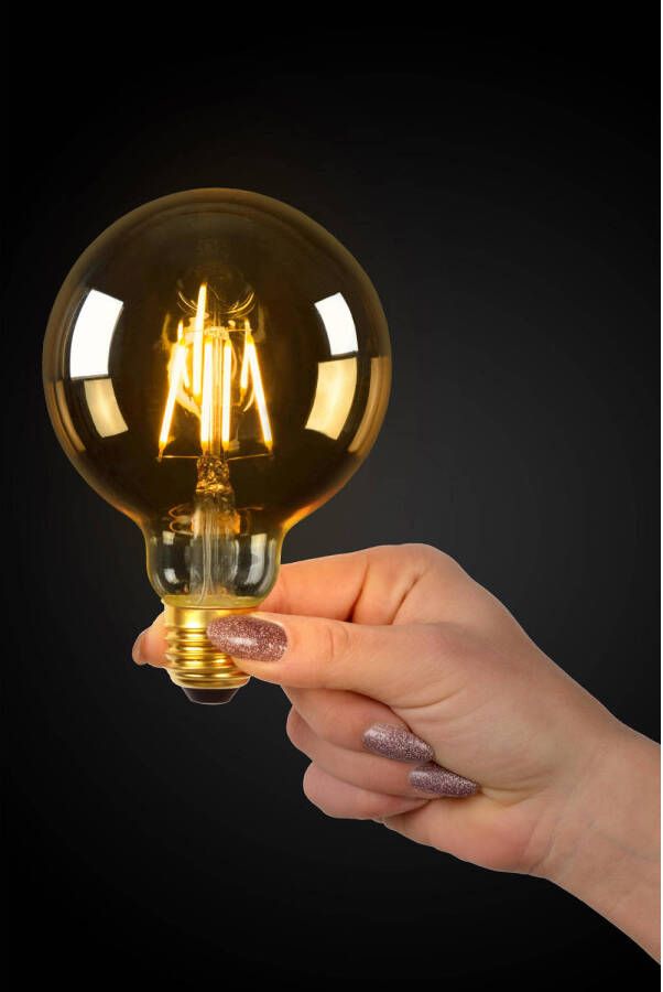 Lucide G95 Filament lamp Ø 9 5 cm LED Dimb. E27 1x5W 2700K Amber