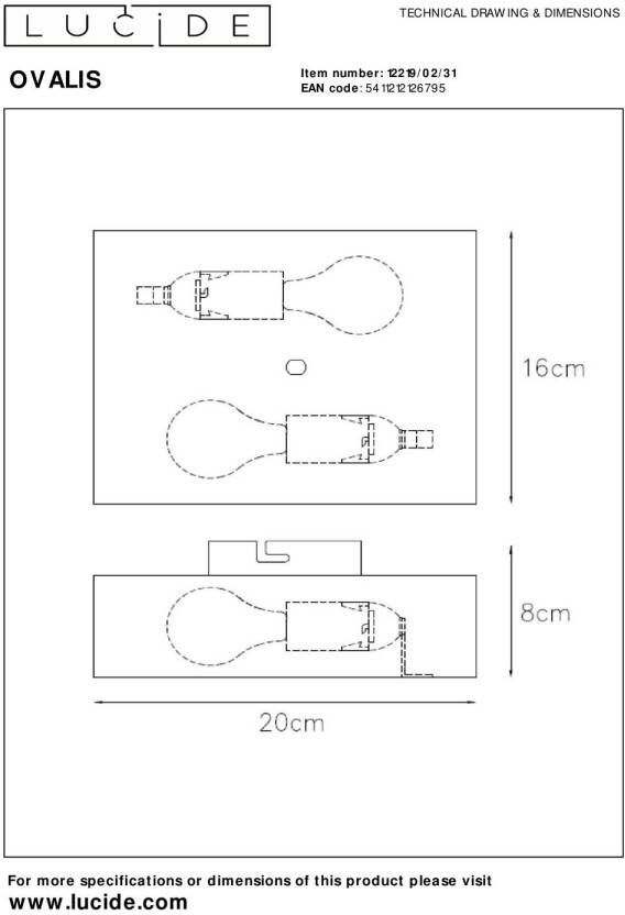 Lucide OVALIS Wandlamp 2xE14 Wit