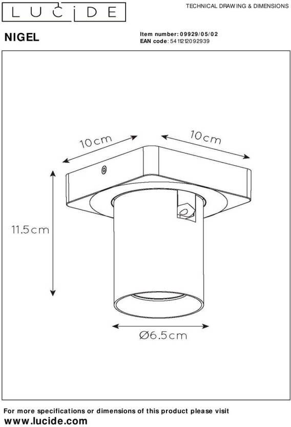 Lucide NIGEL Plafondspot LED Dim to warm GU10 1x5W 2200K 3000K Mat Goud Messing