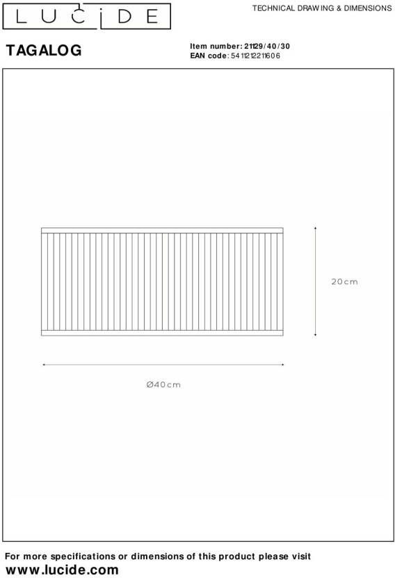 Lucide TAGALOG Plafonnière Ø 40 cm 1xE27 Zwart
