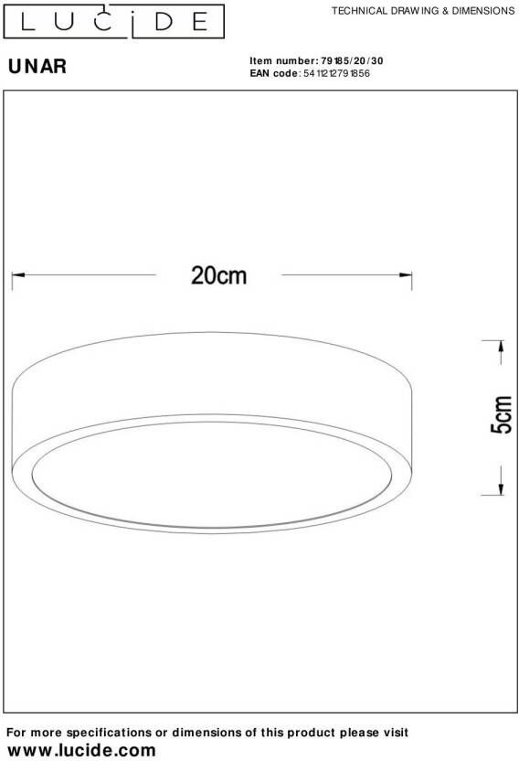 Lucide plafondlamp Unar (Ø20 cm)