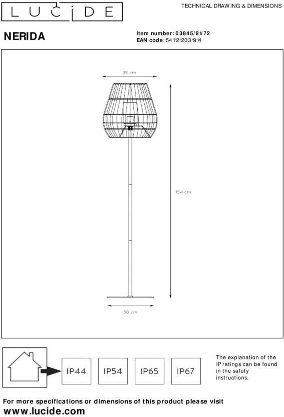 Lucide staande verlichting Nerida 230 V