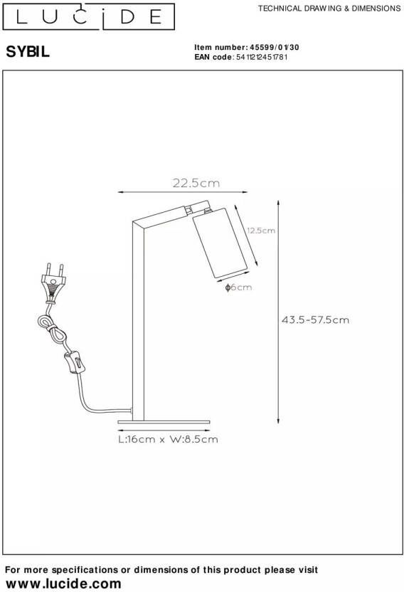 Lucide SYBIL Tafellamp 1xGU10 Zwart