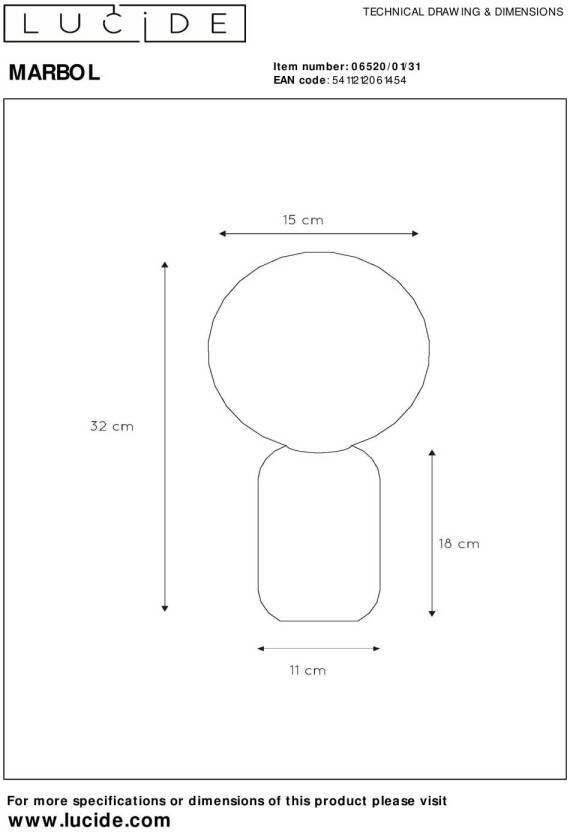 Lucide tafellamp Marbol (Ø15 cm)