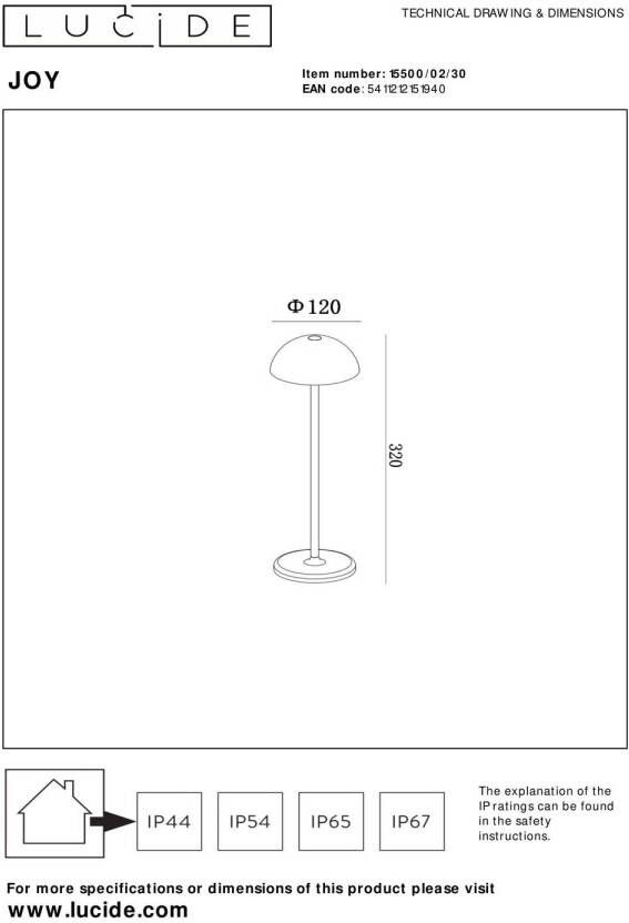 Lucide tafelverlichting Joy oplaadbaar