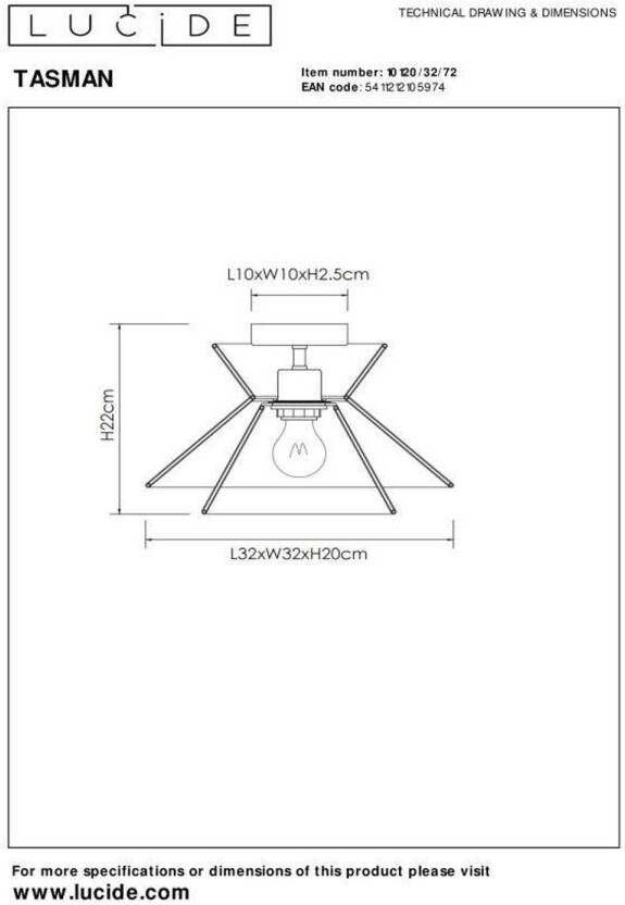 Lucide TASMAN Plafonnière Ø 32 cm 1xE27 Naturel