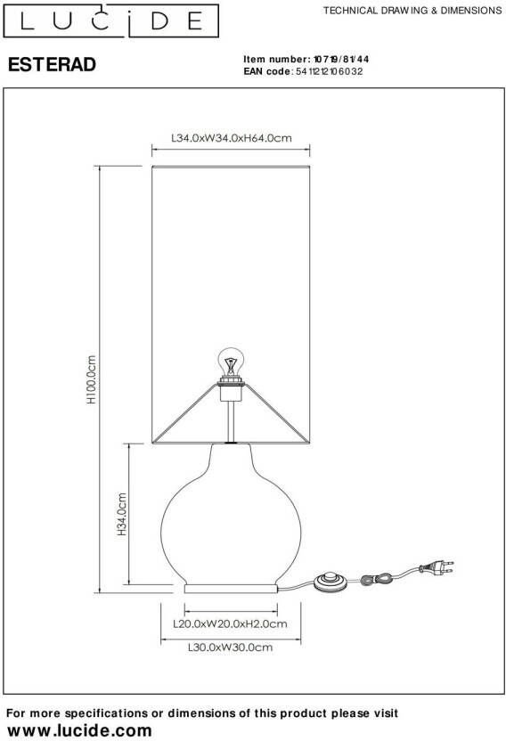 Lucide ESTERAD Vloerlamp Ø 34 cm 1xE27 Okergeel