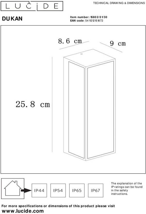 Lucide wandlamp Dukan 230 V