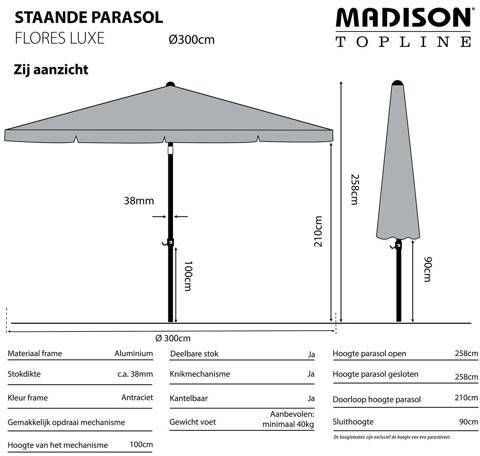 Madison parasol Flores Luxe (300x300 cm)