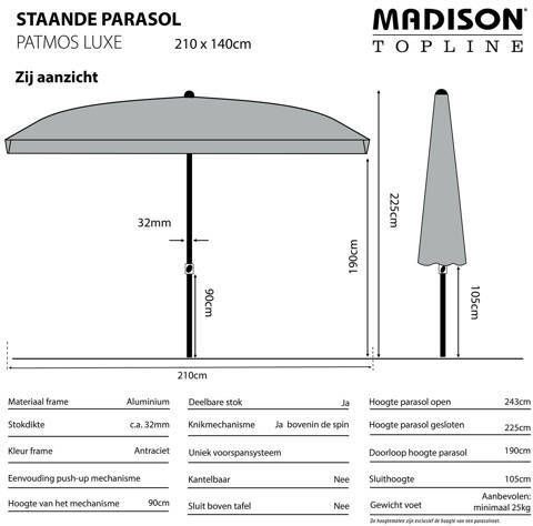 Madison parasol Patmos (210x140 cm)