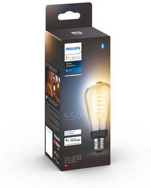 Philips Hue Filament Edisonlamp ST64 E27 warmkoelwit licht