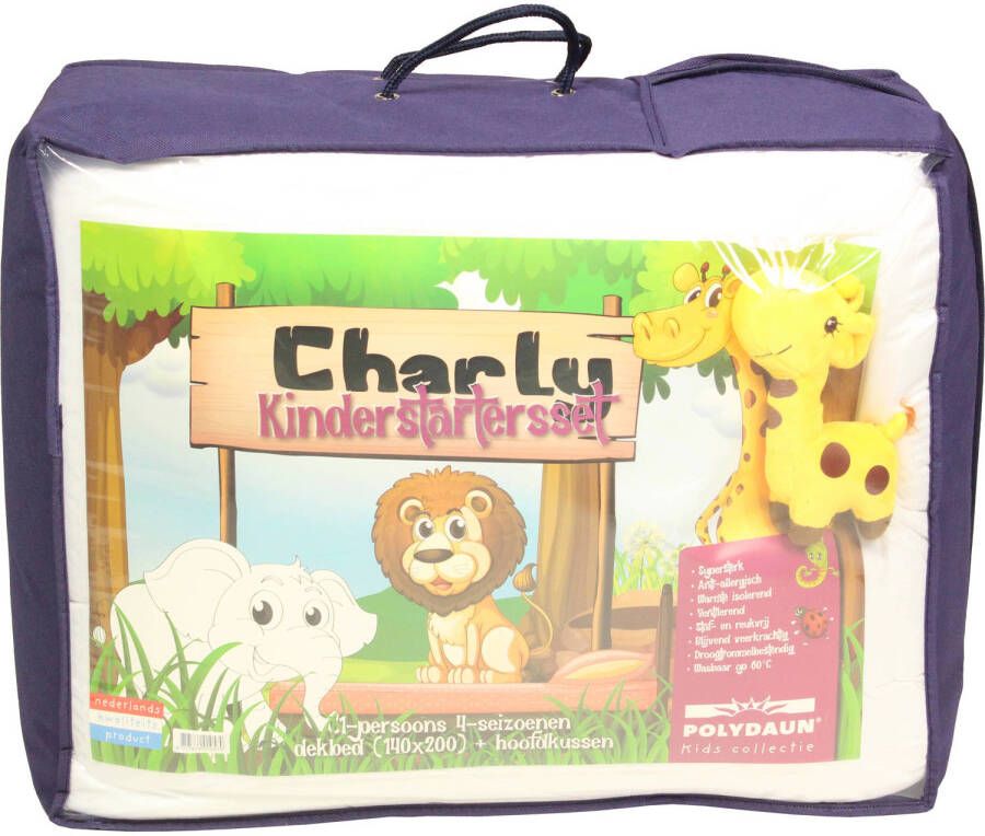 Polydaun starterset Kids synthetisch 4-seizoenen dekbed (140x200 cm) + kussen + knuffel
