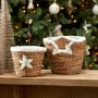 Riviera Maison Opbergmand Rieten mand Sterrenprint kerst Étoiles Mini Basket 2 stuks Bruin - Thumbnail 3