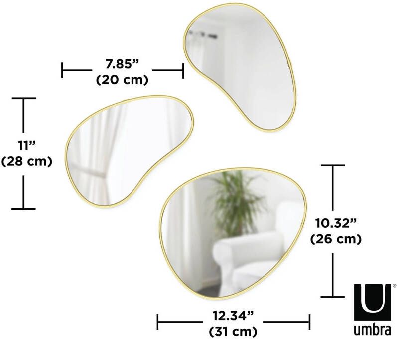 UMBRA spiegel Hubba Pebble (set van 3) (25 5x31 cm)