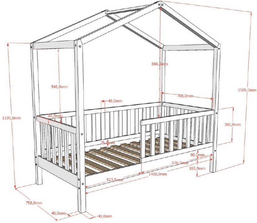 Vipack Peuter huisbed Dallas (70x140 cm)