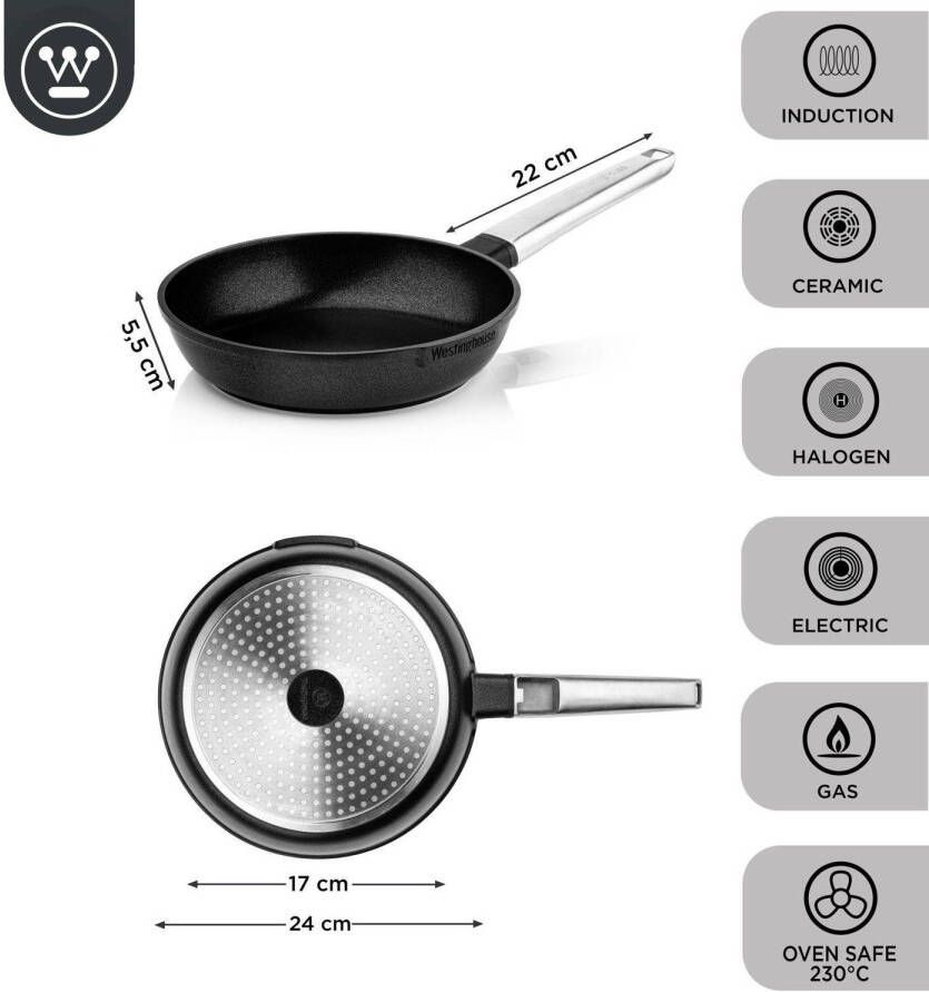 Westinghouse Koekenpan Performance Blissful Black ø 24 cm standaard anti-aanbaklaag