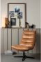 WOOOD Draaifauteuil Nika Leerlook Cognac 92x65x92 - Thumbnail 5