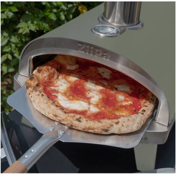 ZiiPa Pizza Oven Piana Houtgestookt met Thermometer Eucalyptus voor ø 30 cm pizza's Roterende pizzasteen