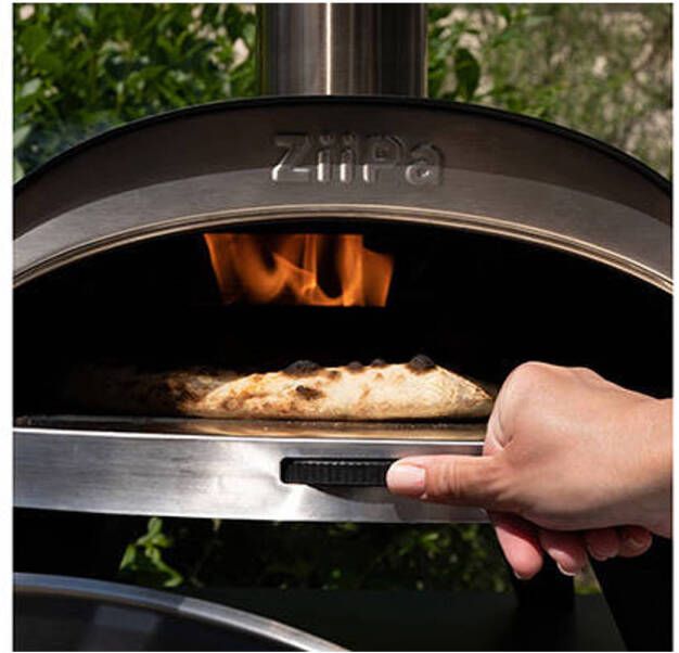 ZiiPa Pizza Oven Piana Houtgestookt met Thermometer Antraciet voor ø 30 cm pizza's Roterende pizzasteen