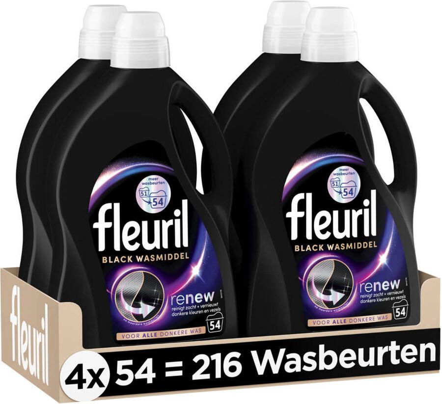 Fleuril Renew Black Wasmiddel 4 x 54 wasbeurten 216 wasbeurten