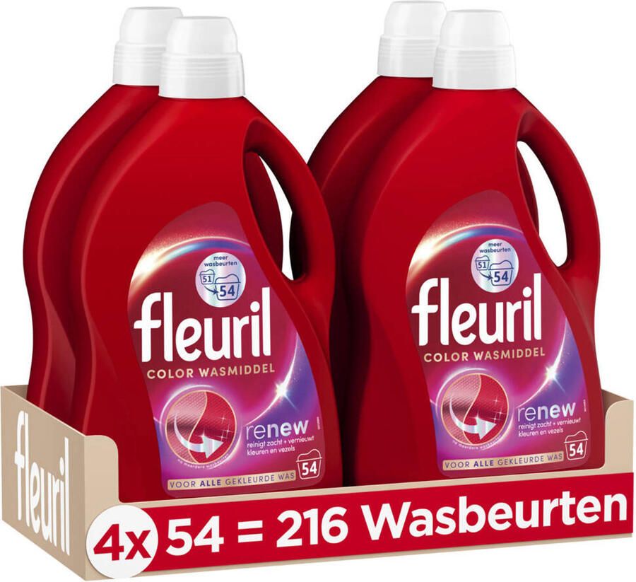 Fleuril Renew Color Wasmiddel 4 x 54 wasbeurten 216 wasbeurten