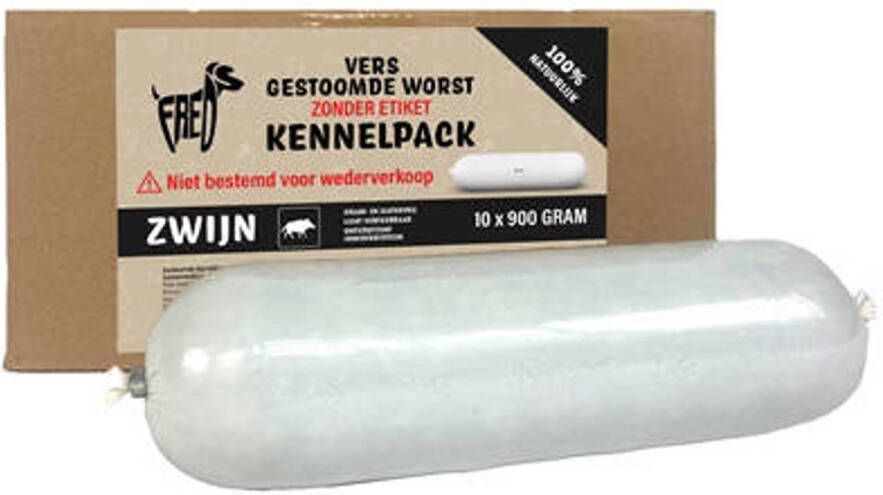 Freds Gestoomd Vers Vlees Worst Kennelpack Wild Zwijn Graan En Glutenvrij 10X900 gr