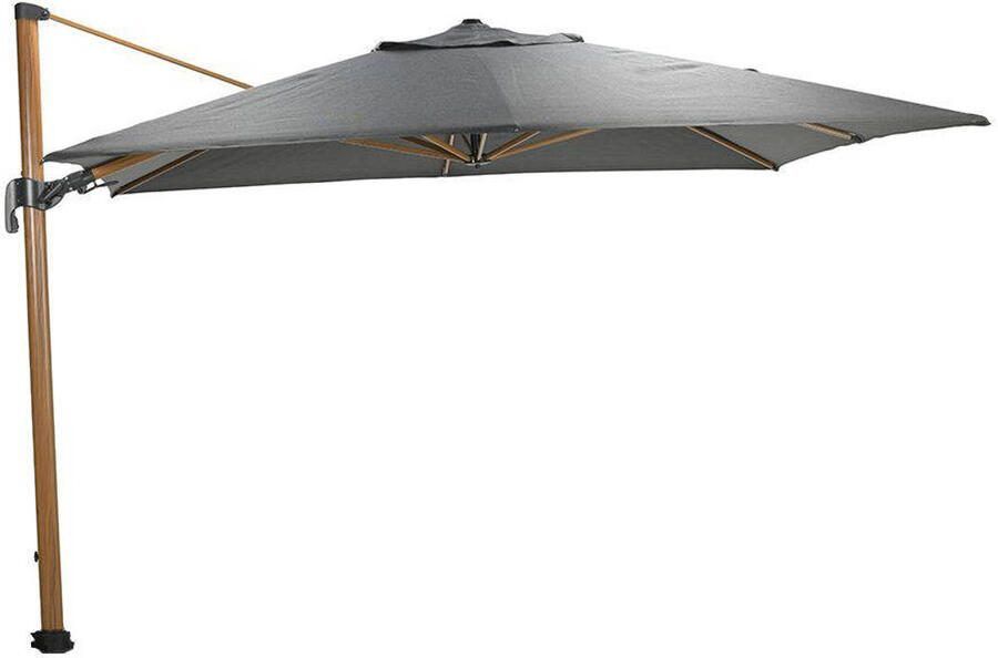 Garden Impressions Hawaii Big Pole zweefparasol 350x350 cm frame teak look doek donker grijs - Foto 3