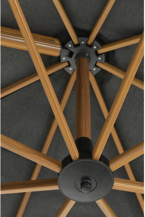 Garden Impressions Hawaii Big Pole zweefparasol 350x350 cm frame teak look doek donker grijs - Foto 5