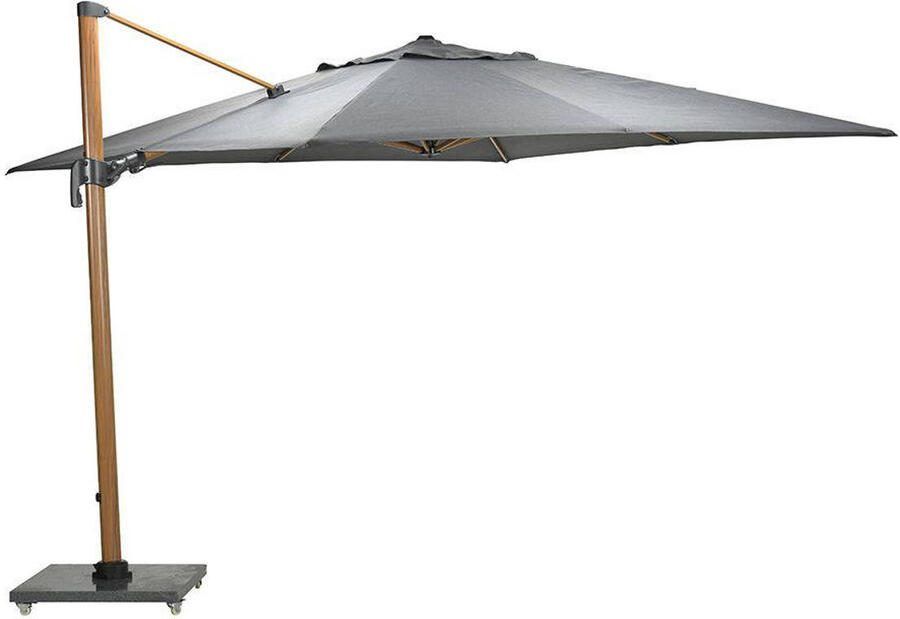 Garden Impressions Hawaii Big Pole zweefparasol 350x350 cm frame teak look doek donker grijs - Foto 4