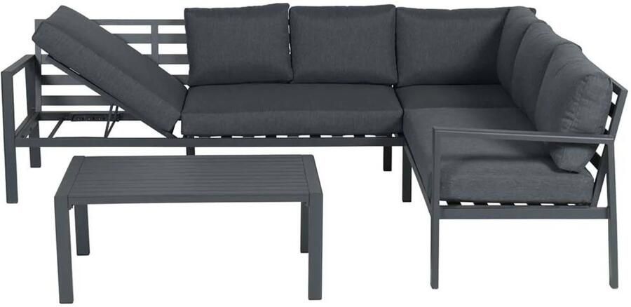 Van Kooten Tuin en Buitenleven Lexington loungeset 4-delig rechts carbon black reflex black- Aluminium- Garden Impressions