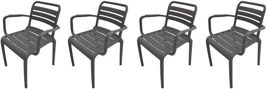 Garden Impressions Orleans tuinstoelen (set van 4) antraciet