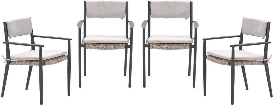 Garden Impressions Parijs tuinstoelen (set van 4) carbon black desert sand