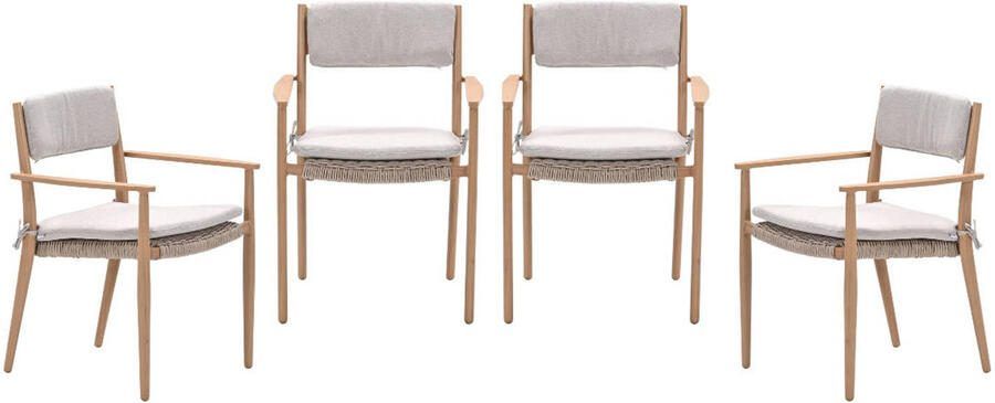 Garden Impressions Parijs tuinstoelen (set van 4) light teak look desert sand