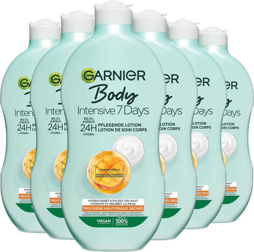 Garnier Body Intensive 7 Days Verzorgende Bodylotion met Mango-extract en Probiotica voordeelverpakking 6 x 400 ml