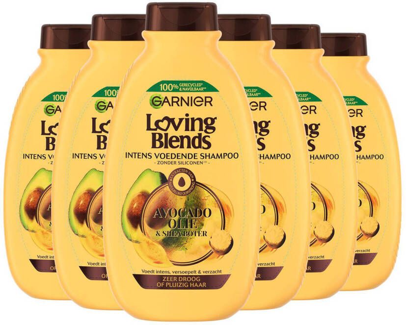 Garnier Loving Blends Avocado Olie & Karité Boter shampoo 6 x 300 ml voordeelverpakking