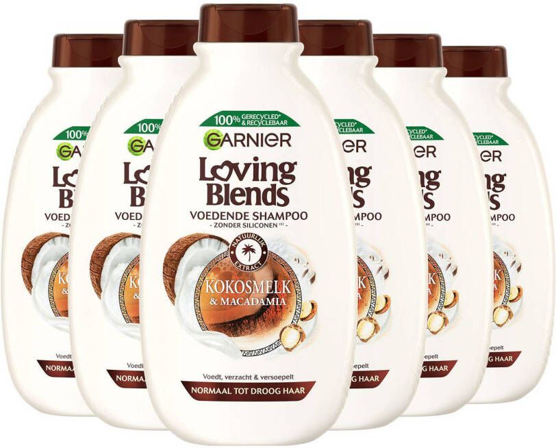 Garnier Loving Blends Kokosmelk en Macadamia shampoo 6 x 300 ml voordeelverpakking