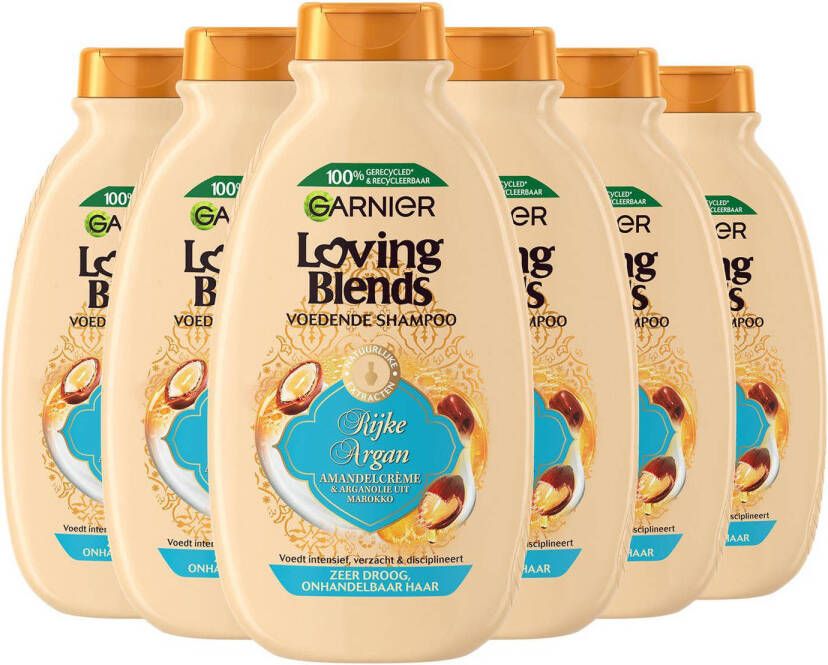 Garnier Loving Blends Rijke Argan shampoo voor zeer droog haar 6 x 300 ml voordeelverpakking